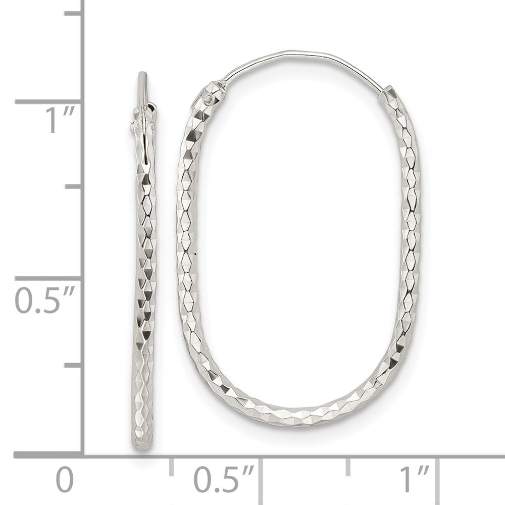 Sterling Silver Polished & D/C Oblong Endless Hoop Earrings