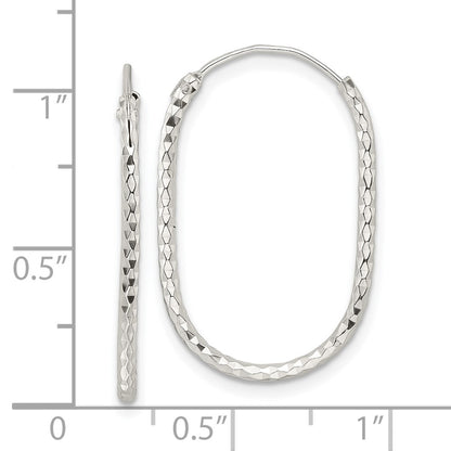 Sterling Silver Polished & D/C Oblong Endless Hoop Earrings