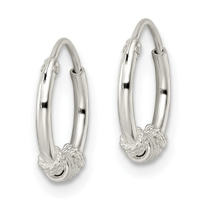Sterling Silver Polished Beaded Circle Endless Hoop Earrings