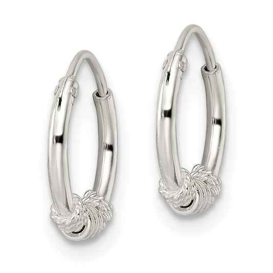Sterling Silver Polished Beaded Circle Endless Hoop Earrings