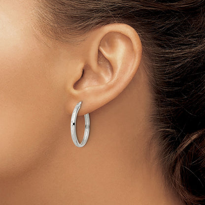 Sterling Silver Polished and Diamond-cut Circle Hoop Earrings