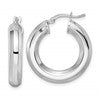 Sterling Silver Rhodium-plated 5x24mm Octagon Tube Hoop Earrings