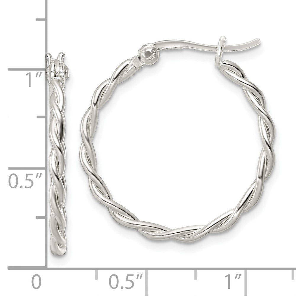 Sterling Silver Polished Twisted Hoop Earrings