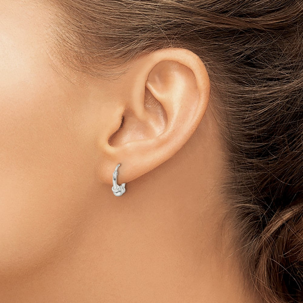 Sterling Silver Polished Beaded Circle Hoop Earrings