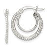 Sterling Silver Beaded Double Circle Hoop Earrings