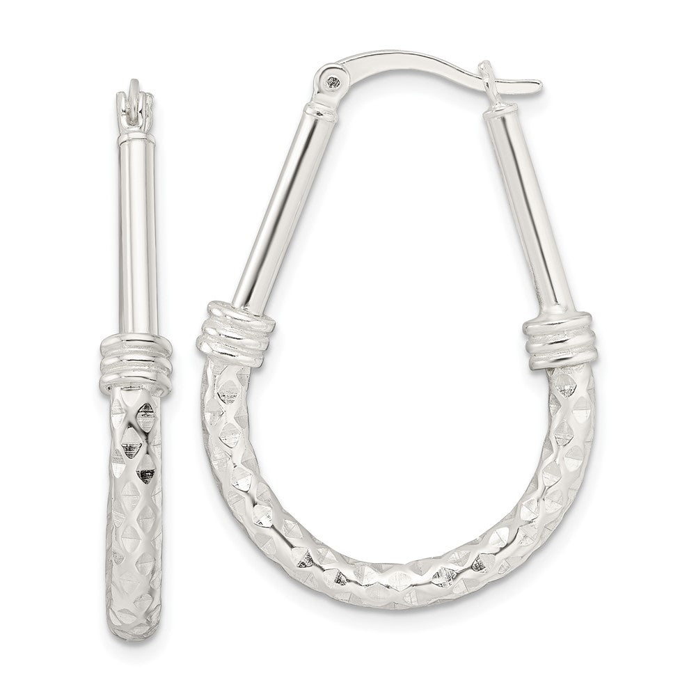 Sterling Silver Polished Fancy Oval Hoop Earrings