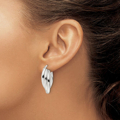 Sterling Silver Polished Triple Twisted Oval Hoop Earrings