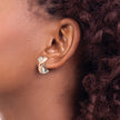 Sterling Silver & Rose-tone Polished X Omega Back J-Hoop Earrings