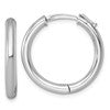 Sterling Silver Rhodium-plated Polished 3x25mm with Safety Lock Round Hinged Hoop Earrings