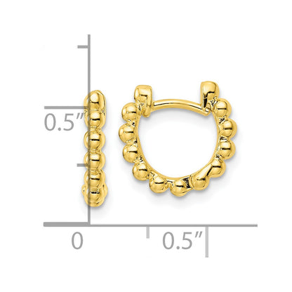 Sterling Silver Gold-tone Polished Beaded Hoop Earrings