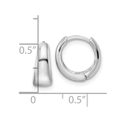 Sterling Silver Rhodium-plated Polished Hinged Hoop Earrings