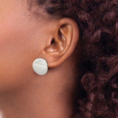 Sterling Silver Polished 12mm Flat Circle Post Earrings
