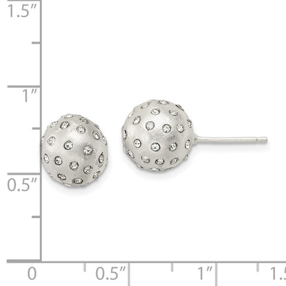 Sterling Silver Satin Crystal Ball Post Earrings