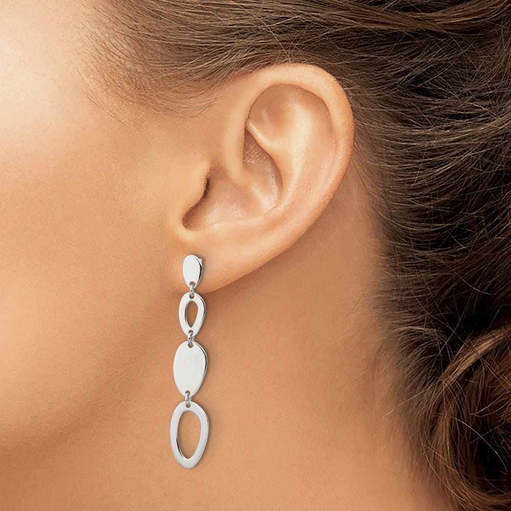 Sterling Silver Polished Fancy Ovals Post Dangle Earrings