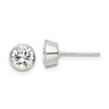 Sterling Silver Polished 6mm Round CZ Bezel Set Stud Earrings