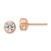 Sterling Silver Rose-tone Polished 6mm Round CZ Bezel Set Stud Earrings