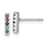 Sterling Silver Rhodium-plated Polished Multi-color CZ Bar Post Earrings