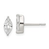 Sterling Silver Polished 9x4mm Marquise CZ Stud Earrings