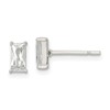 Sterling Silver Polished 6x3mm Emerald-shape CZ Stud Earrings