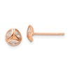 Sterling Silver Rose-tone Polished CZ Circle Post Earrings
