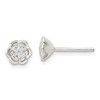 Sterling Silver Polished Floral CZ Post Earrings