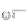 Sterling Silver Polished CZ Circle Post Earrings