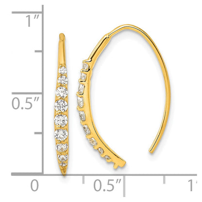 Sterling Silver Gold-tone Polished Graduated CZ Threader Earrings
