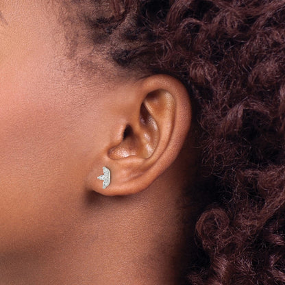 Sterling Silver Polished Marquise CZ Flower Post Earrings