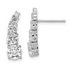 Sterling Silver Rhodium-plated Polished Graduated CZ Post Earrings