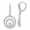 Sterling Silver Rhodium-plated Polished CZ Circles Leverback Earrings