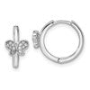 Sterling Silver Rhodium-plated Polished CZ Hinged Hoop Butterfly Earrings
