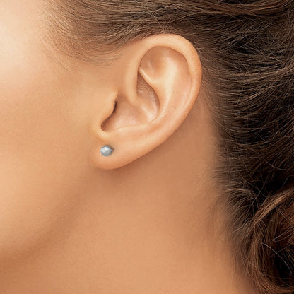 Sterling Silver Rhodium-plated 4-5mm Grey Round Freshwater Cultured Pearl Post Earrings