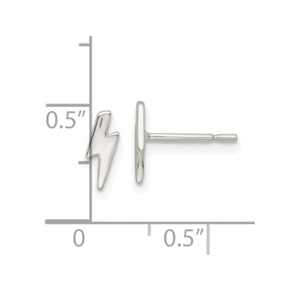 Sterling Silver Polished Tiny Lightning Post Earrings