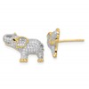 Sterling Silver Rhodium-plated Gold-tone CZ Elephant Post Earrings