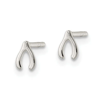 Sterling Silver Polished Wish Bone Post Earrings