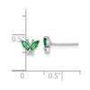 Sterling Silver Rhodium-plated Green & White CZ Butterfly Post Earrings