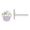Sterling Silver Rhodium-plated Polished Multi-color Enameled Cupcake Children's Post Earrings