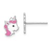 Sterling Silver Rhodium-plated Polished Multi-color Enamel Unicorn Head Children's Post Earrings