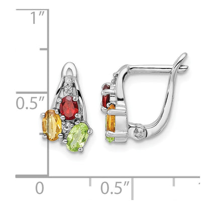 Sterling Silver RH-plated 1.48t.w. PE/CI/GA/WT Hinged Earrings