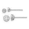 Sterling Silver RH-plated 3mm and 5mm CZ Bezel Post Earrings Set