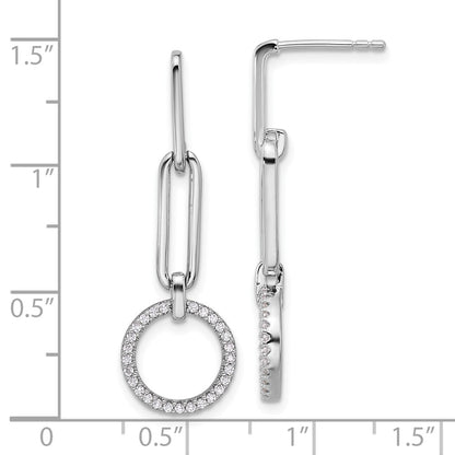 Pure Fire Sterling Silver Rhod-plated CZ Dangle Post Earrings