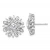 Sterling Silver Rhodium-plated CZ Floral Post Earrings