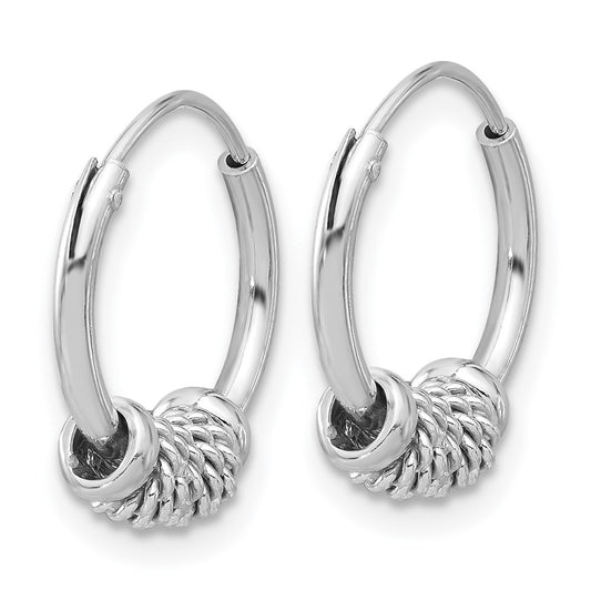 Sterling Silver Rhodium-plated Polished/Textured Endless Hoop Earrings