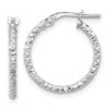 Sterling Silver Rhodium-plated Polished Textured 1.60mm Hoop Earrings