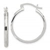 Sterling Silver Polished Textured Hoop Earrings