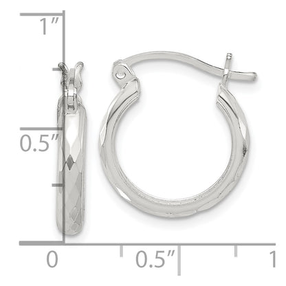 Sterling Silver Polished Textured Hoop Earrings