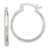 Sterling Silver Polished Textured Hoop Earrings