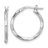 Sterling Silver Rhodium-plated Polished Textured 1.60mm Hoop Earrings