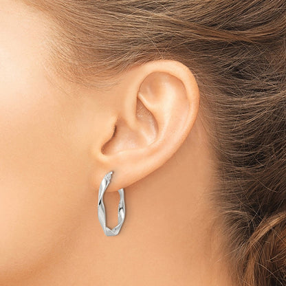 Sterling Silver Polished Twisted Hoop Earrings
