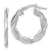 Sterling Silver RH-plated Polished and Textured Twisted Hoop Earrings